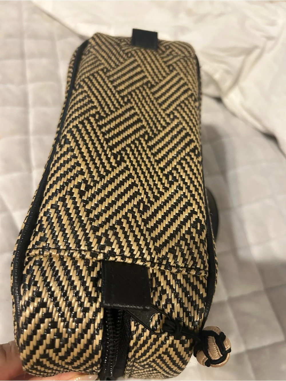 Stephanie Johnson Black and Natural Woven Cosmetic Case